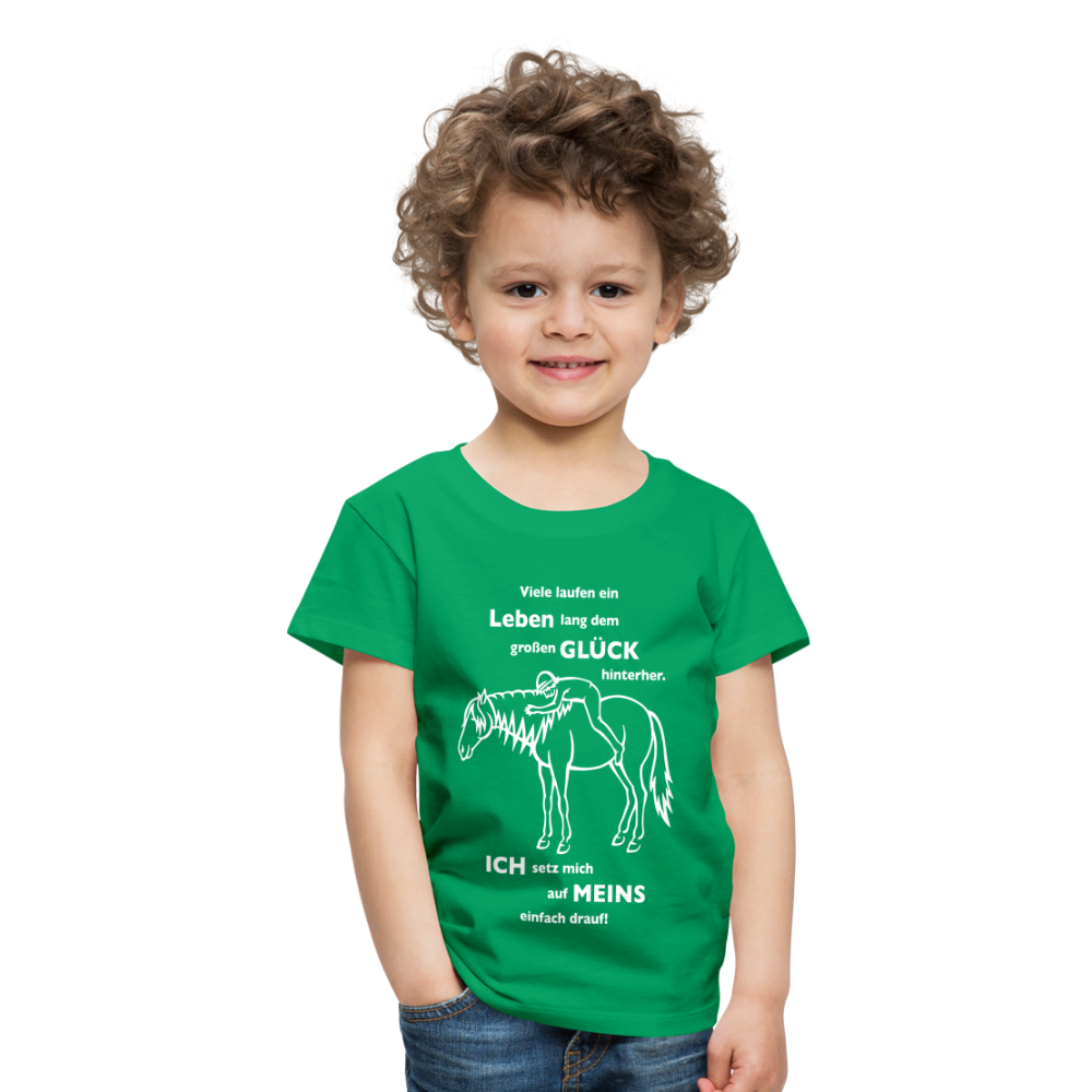 "Auf Pferd & Glück sitzen" Grafik-Stil - Kinder Premium T-Shirt - Kelly Green
