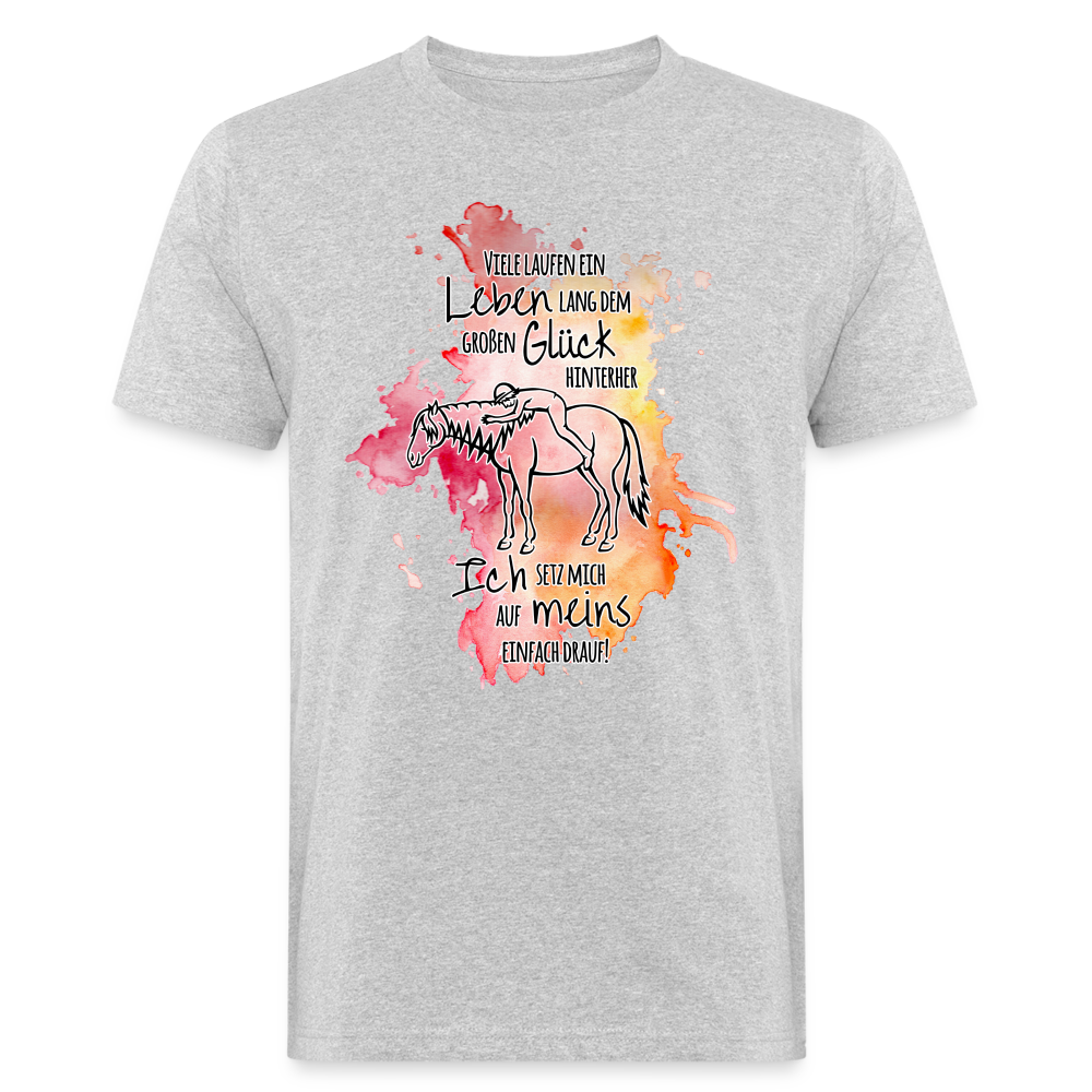 "Auf Pferd & Glück sitzen" Aquarell-Stil - Männer Bio-T-Shirt - Grau meliert