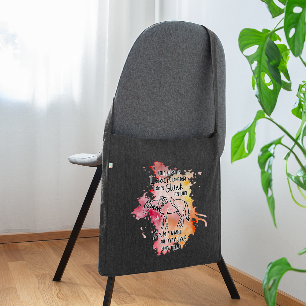"Auf Pferd & Glück sitzen" Aquarell-Stil - Schultertasche - Schwarz meliert