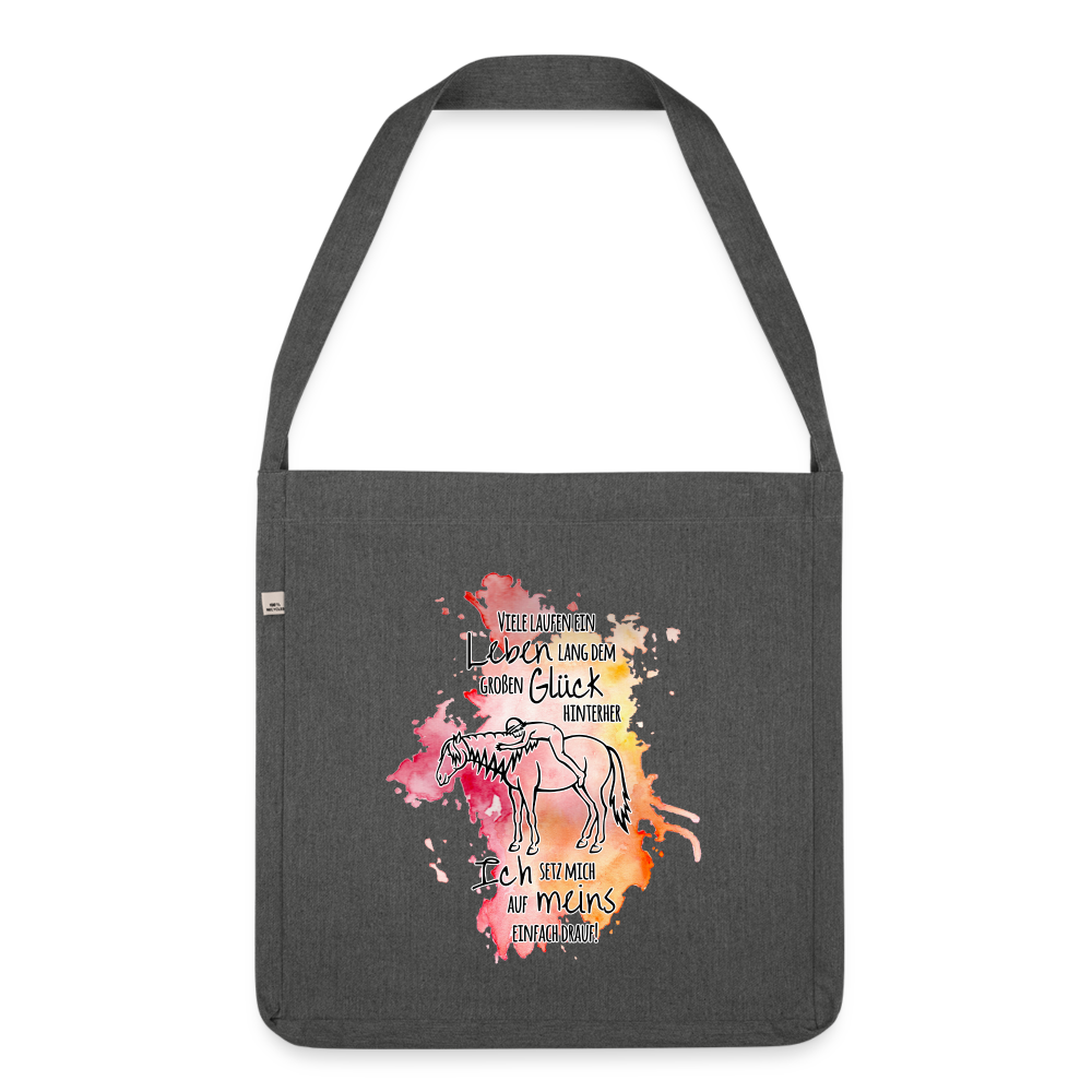 "Auf Pferd & Glück sitzen" Aquarell-Stil - Schultertasche - Dunkelgrau meliert