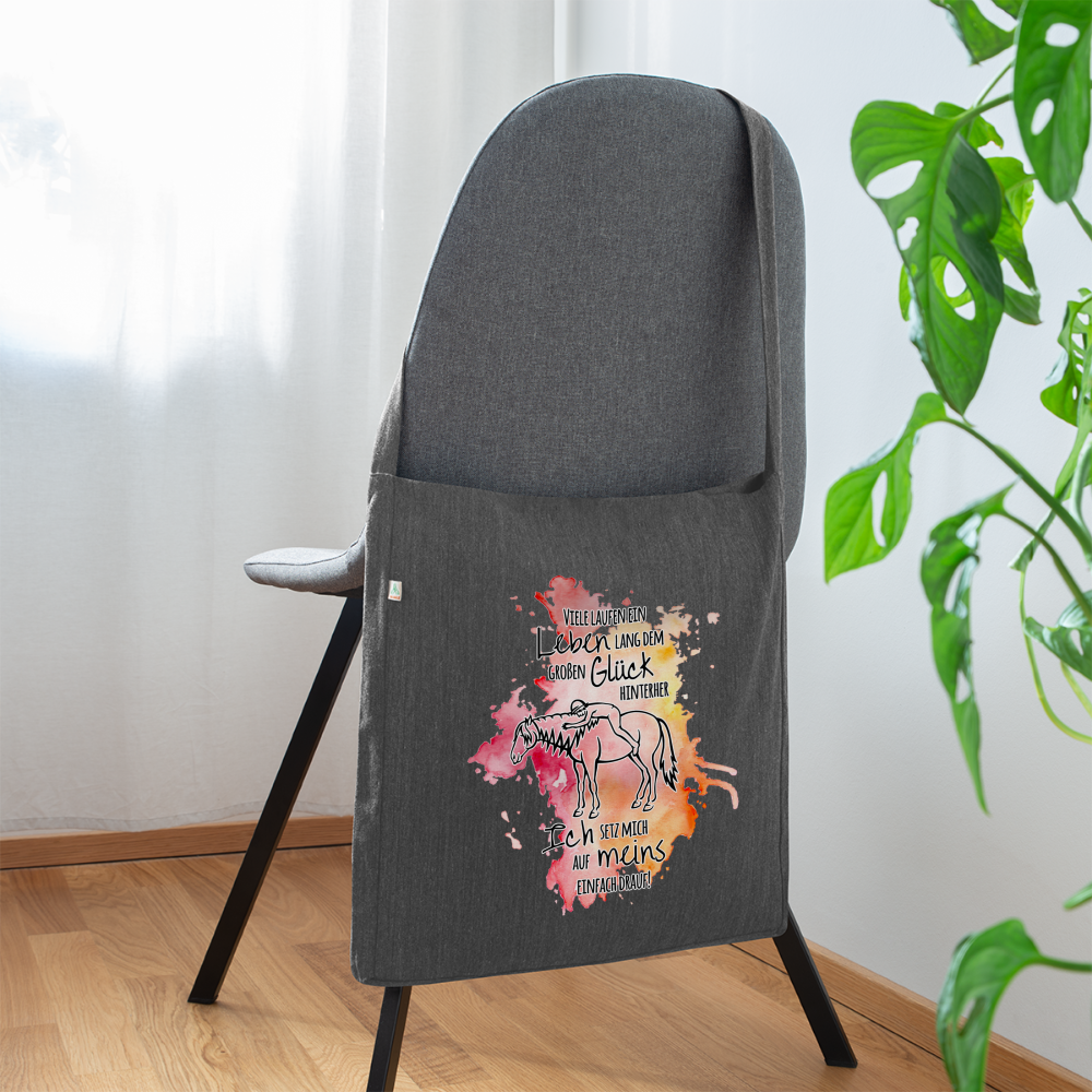 "Auf Pferd & Glück sitzen" Aquarell-Stil - Schultertasche - Dunkelgrau meliert