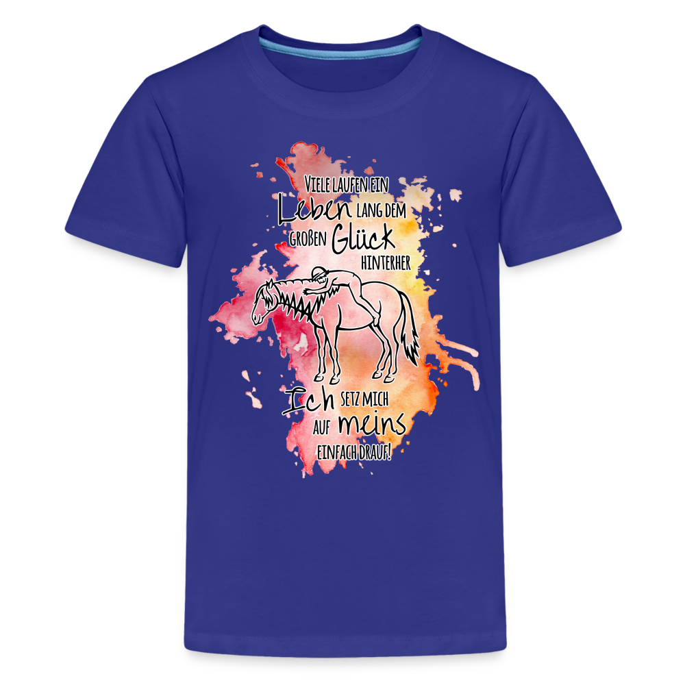 "Auf Pferd & Glück sitzen" Aquarell-Stil - Teenager T-Shirt - Königsblau