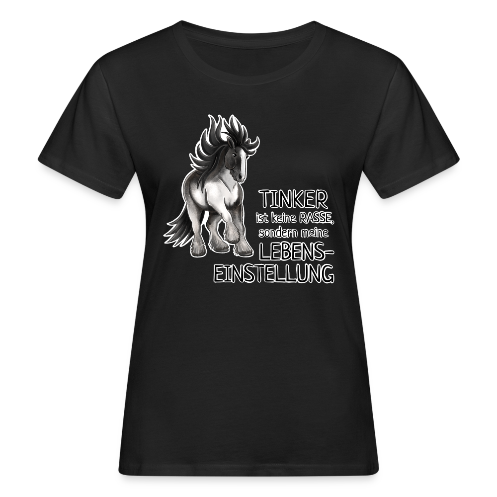 "Lebenseinstellung Tinker" Illustrations-Stil - Frauen Bio-T-Shirt - Schwarz