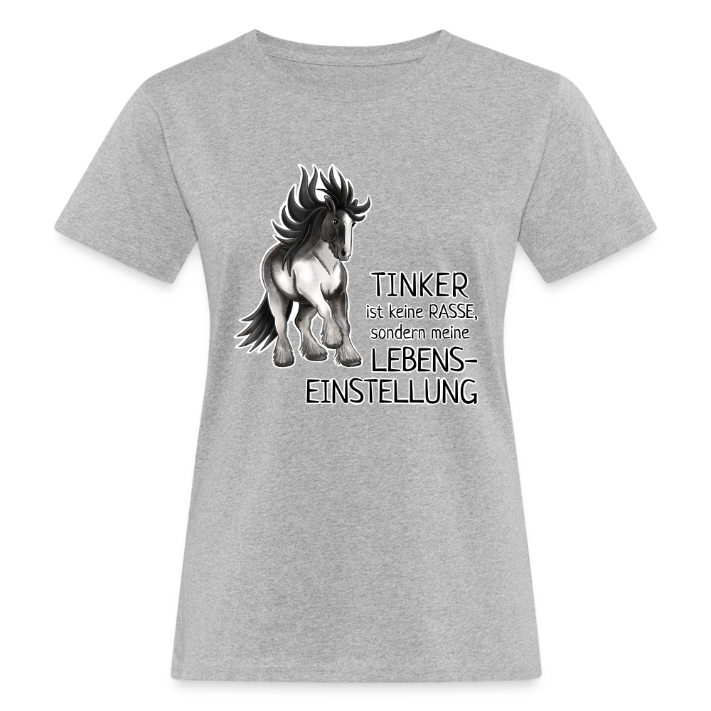 "Lebenseinstellung Tinker" Illustrations-Stil - Frauen Bio-T-Shirt - Grau meliert