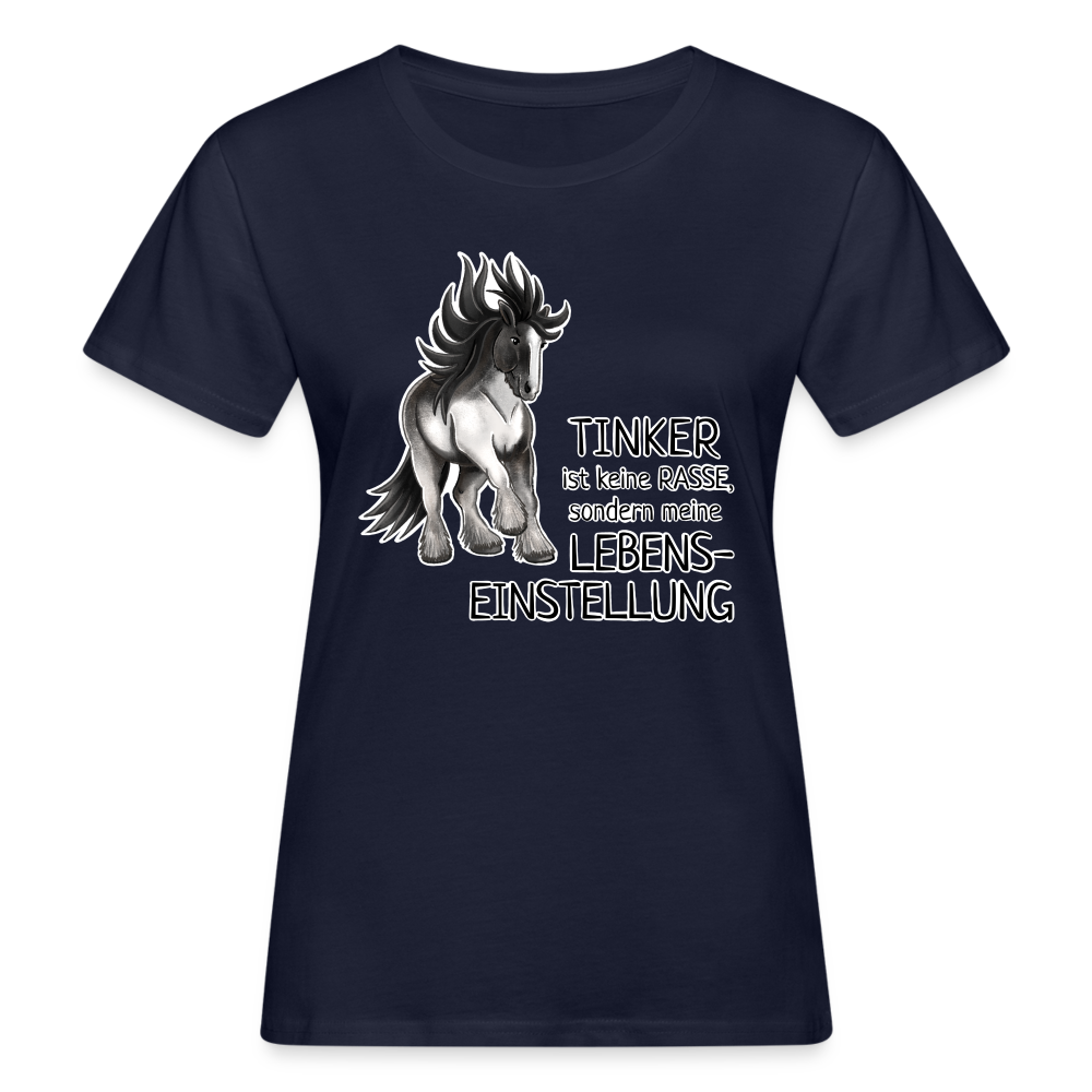 "Lebenseinstellung Tinker" Illustrations-Stil - Frauen Bio-T-Shirt - Navy
