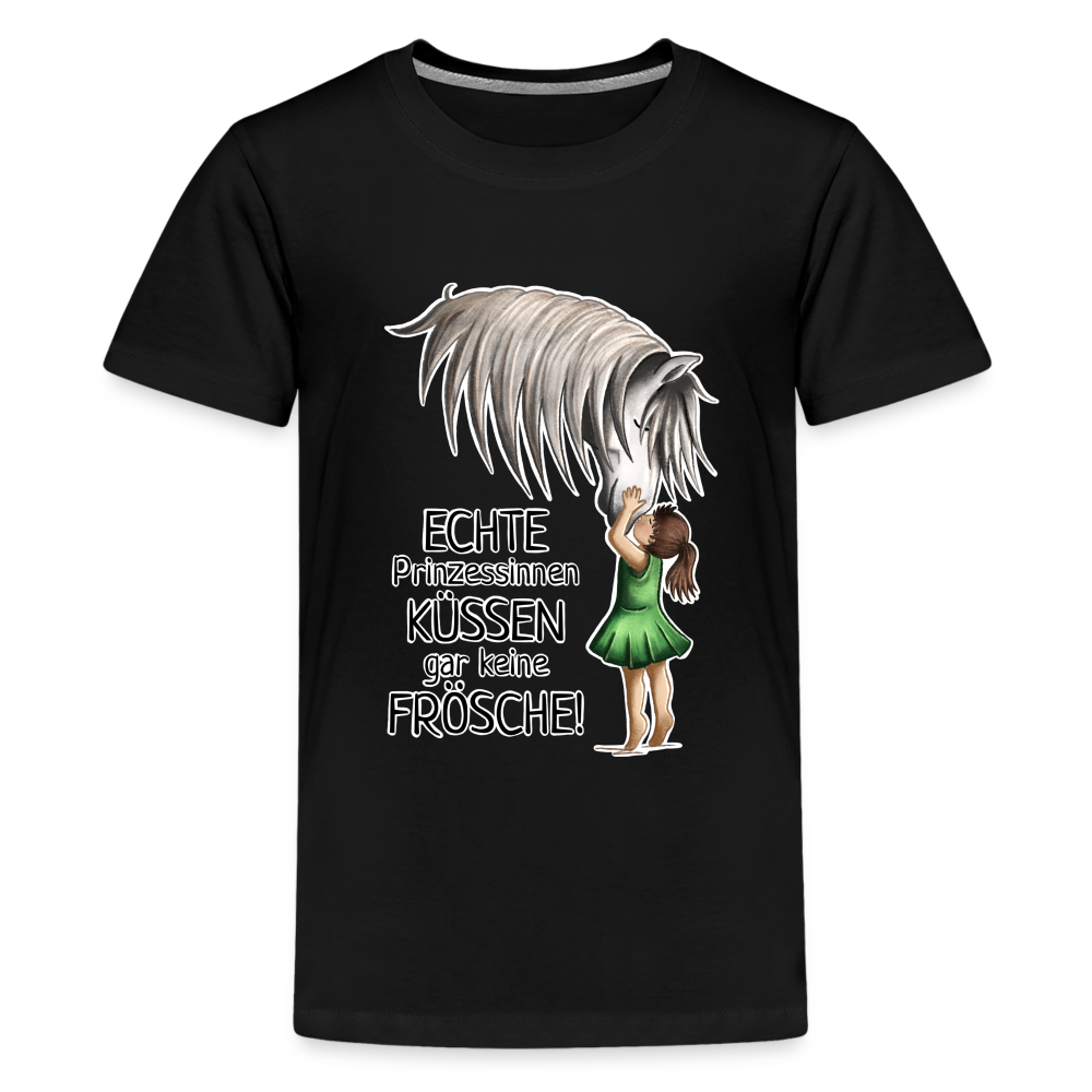 "Prinzessinnen-Kuss" Illustrations-Stil - Teenager T-Shirt - Schwarz