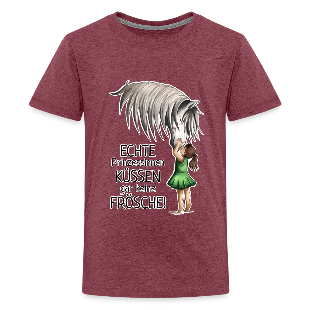 "Prinzessinnen-Kuss" Illustrations-Stil - Teenager T-Shirt - Bordeauxrot meliert