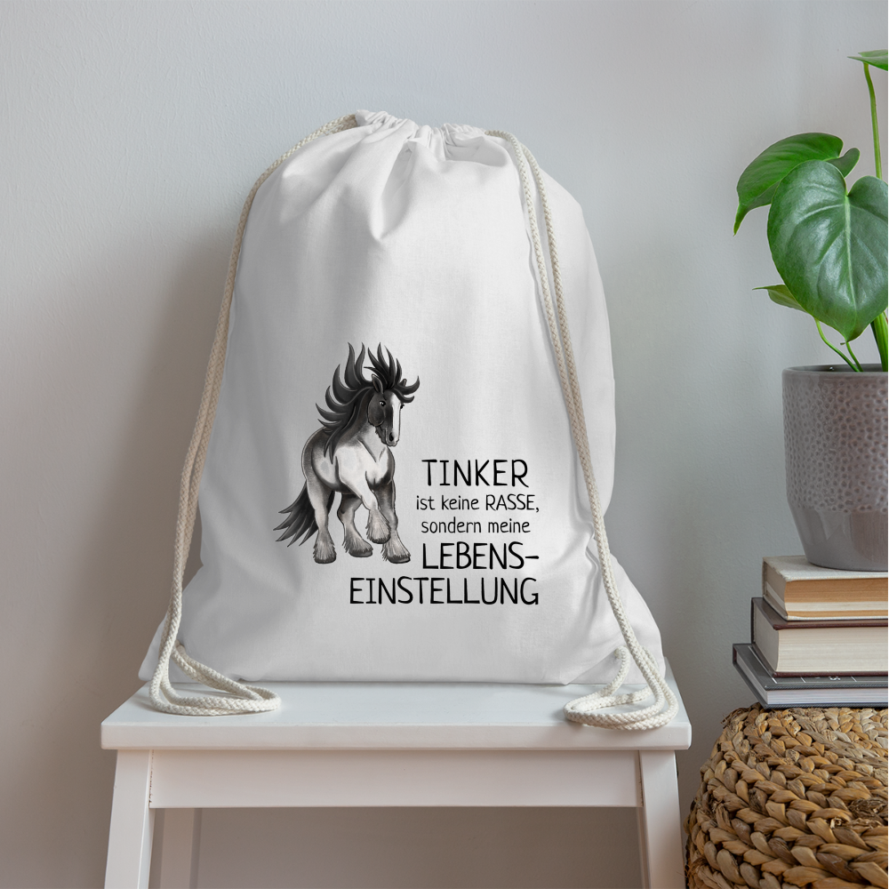 "Lebenseinstellung Tinker" Illustrations-Stil - Stallbeutel - weiß