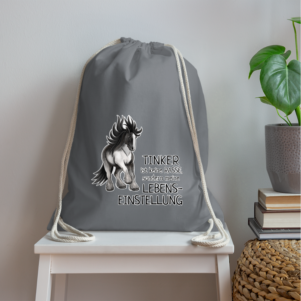 "Lebenseinstellung Tinker" Illustrations-Stil - Stallbeutel - Grau