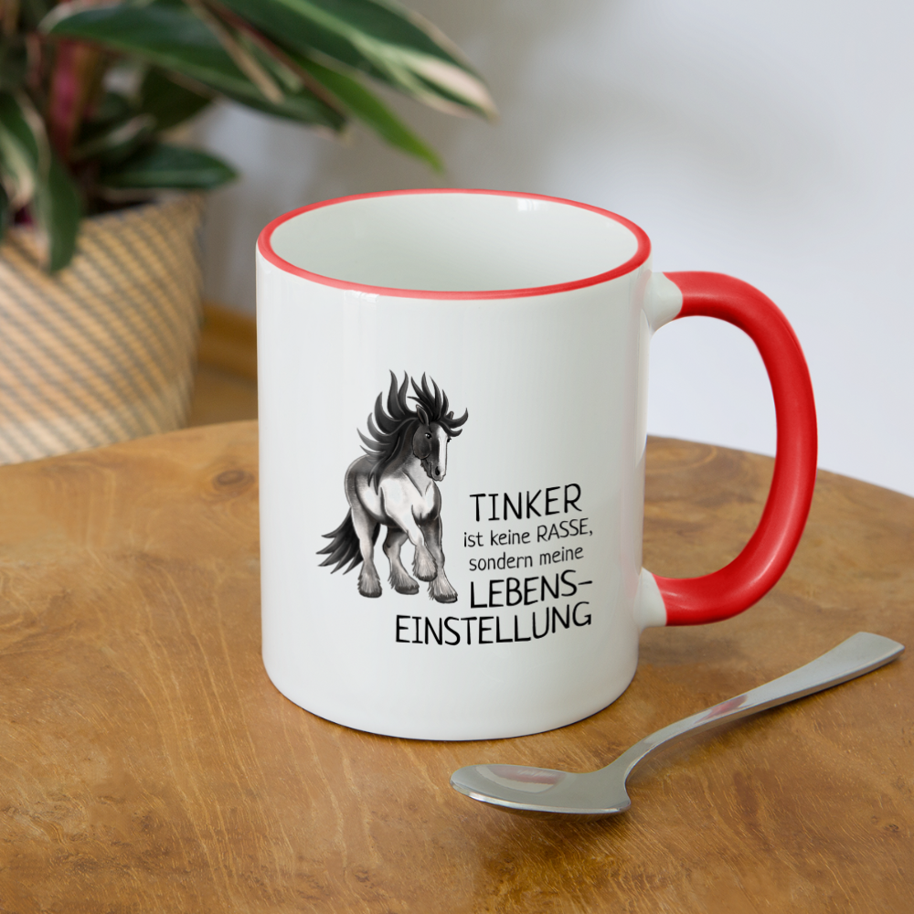"Lebenseinstellung Tinker" Illustrations-Stil - Tasse zweifarbig - Weiß/Rot