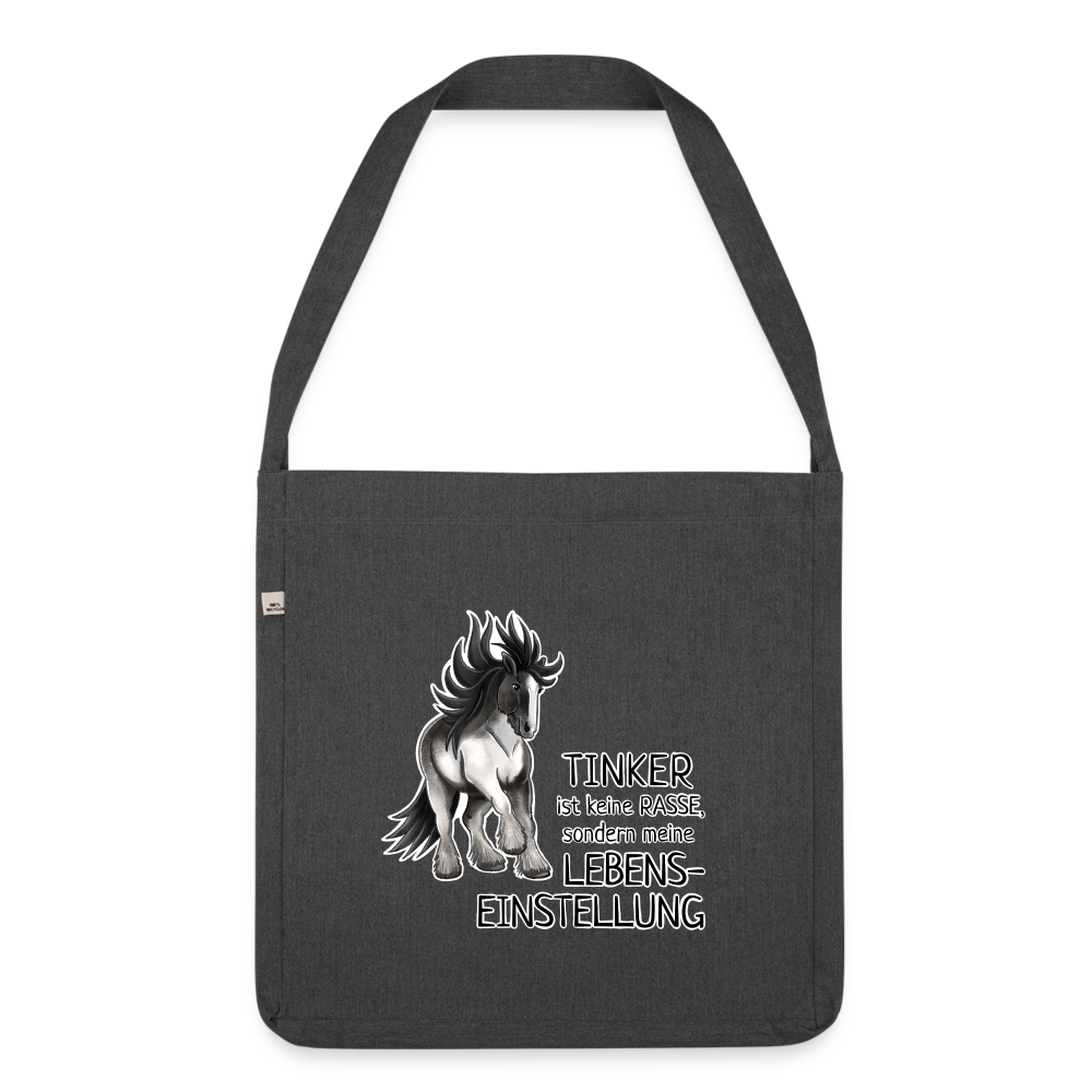 "Lebenseinstellung Tinker" Illustrations-Stil - Schultertasche - Schwarz meliert