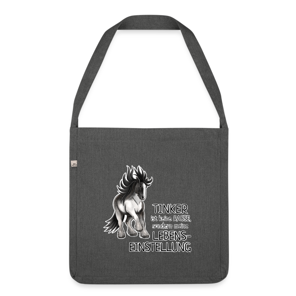 "Lebenseinstellung Tinker" Illustrations-Stil - Schultertasche - Dunkelgrau meliert