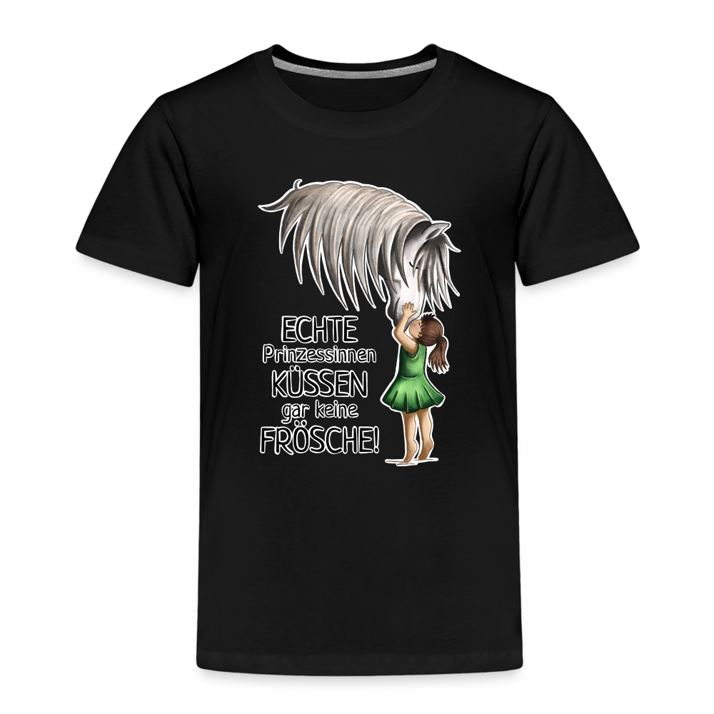 "Prinzessinnen-Kuss" Illustrations-Stil - Kinder T-Shirt - Schwarz