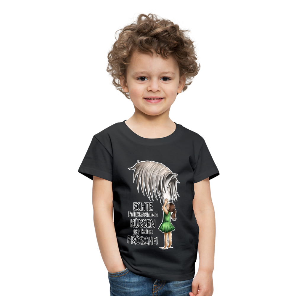 "Prinzessinnen-Kuss" Illustrations-Stil - Kinder T-Shirt - Schwarz