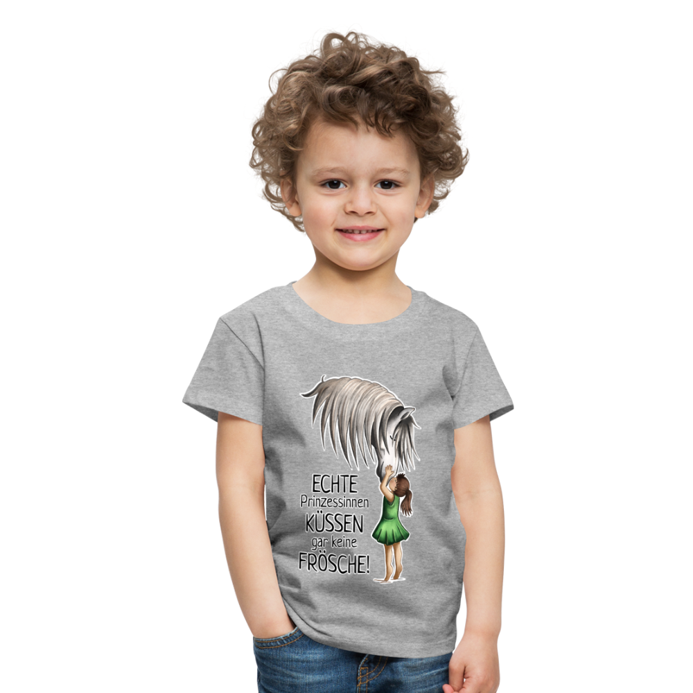 "Prinzessinnen-Kuss" Illustrations-Stil - Kinder T-Shirt - Grau meliert