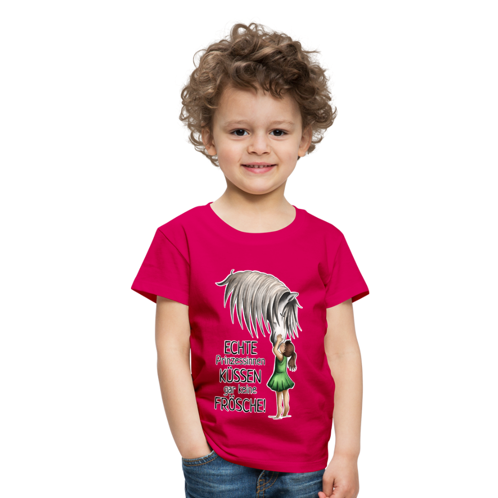 "Prinzessinnen-Kuss" Illustrations-Stil - Kinder T-Shirt - dunkles Pink