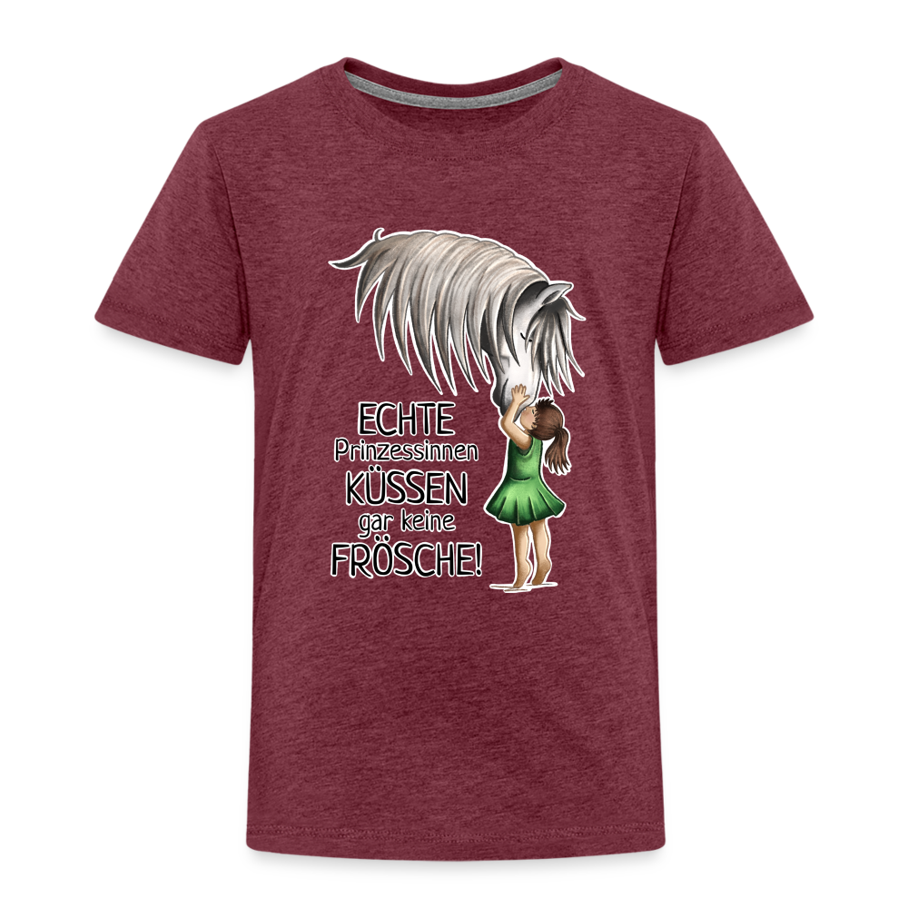"Prinzessinnen-Kuss" Illustrations-Stil - Kinder T-Shirt - Bordeauxrot meliert
