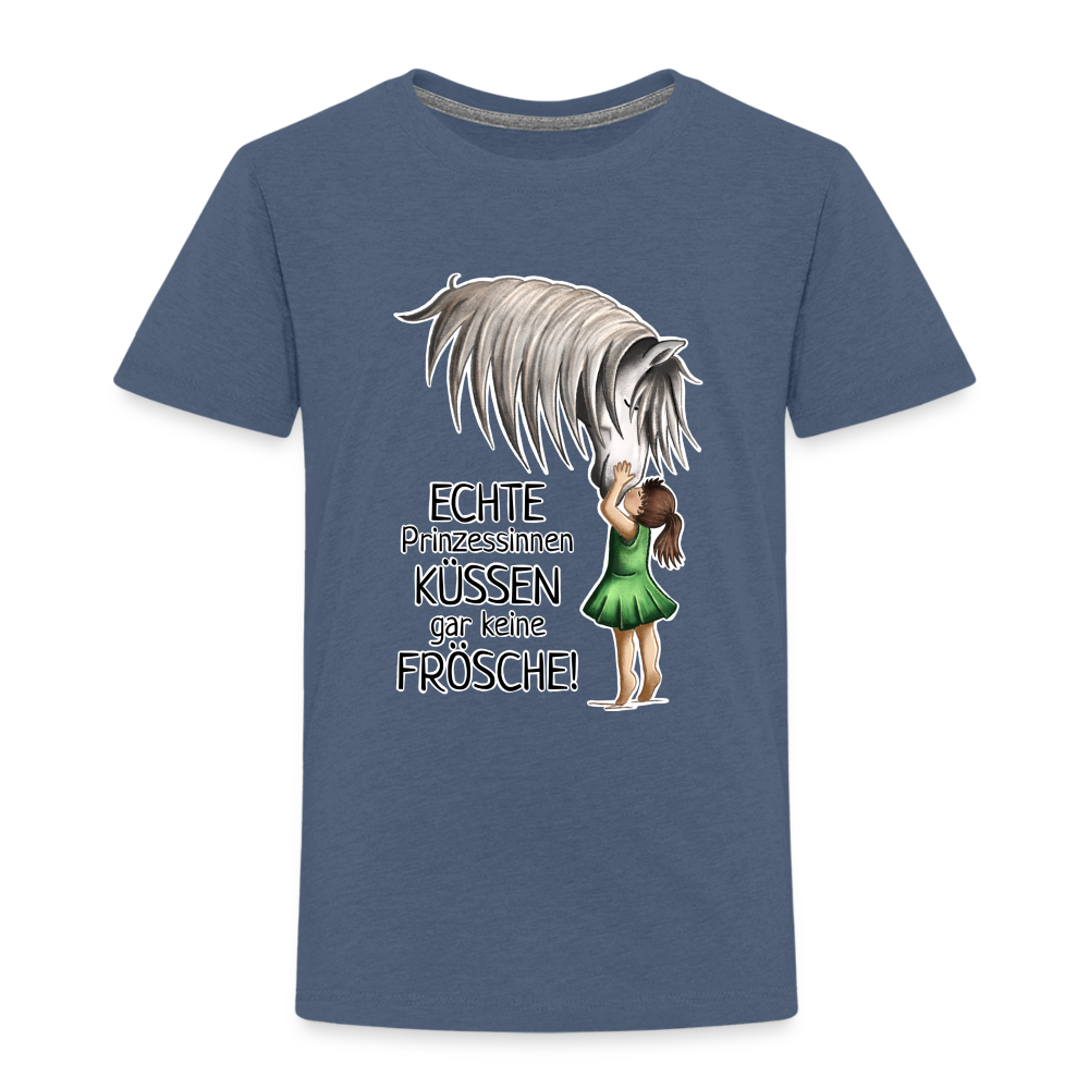 "Prinzessinnen-Kuss" Illustrations-Stil - Kinder T-Shirt - Blau meliert