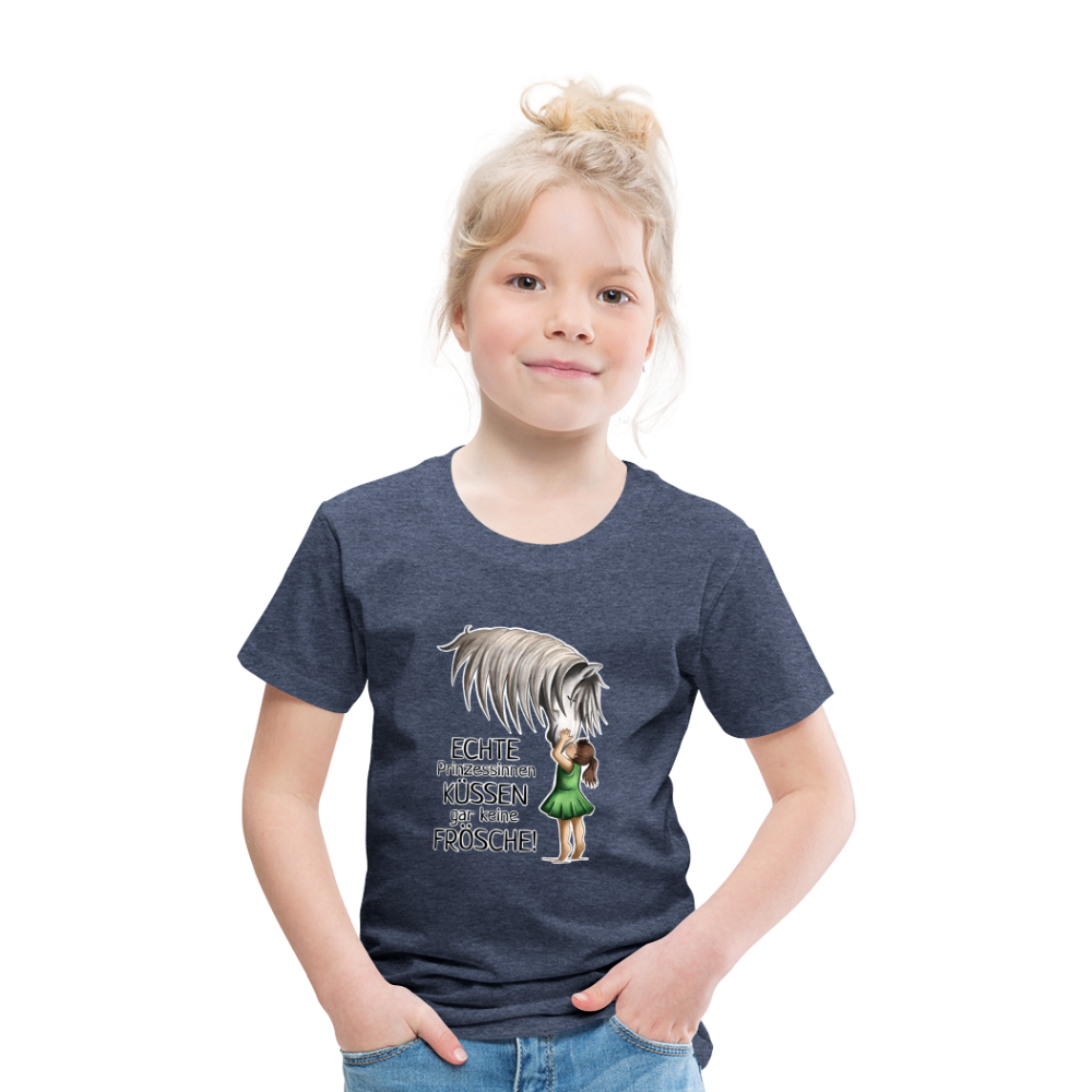 "Prinzessinnen-Kuss" Illustrations-Stil - Kinder T-Shirt - Blau meliert