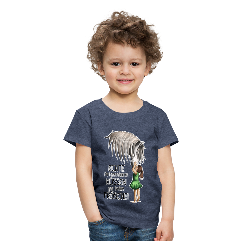 "Prinzessinnen-Kuss" Illustrations-Stil - Kinder T-Shirt - Blau meliert