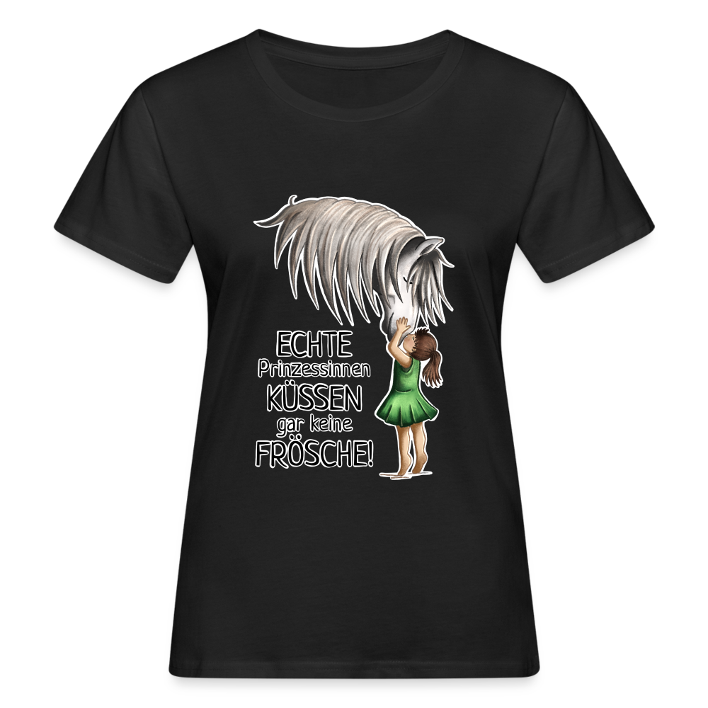 "Prinzessinnen-Kuss" Illustrations-Stil - Frauen Bio-T-Shirt - Schwarz