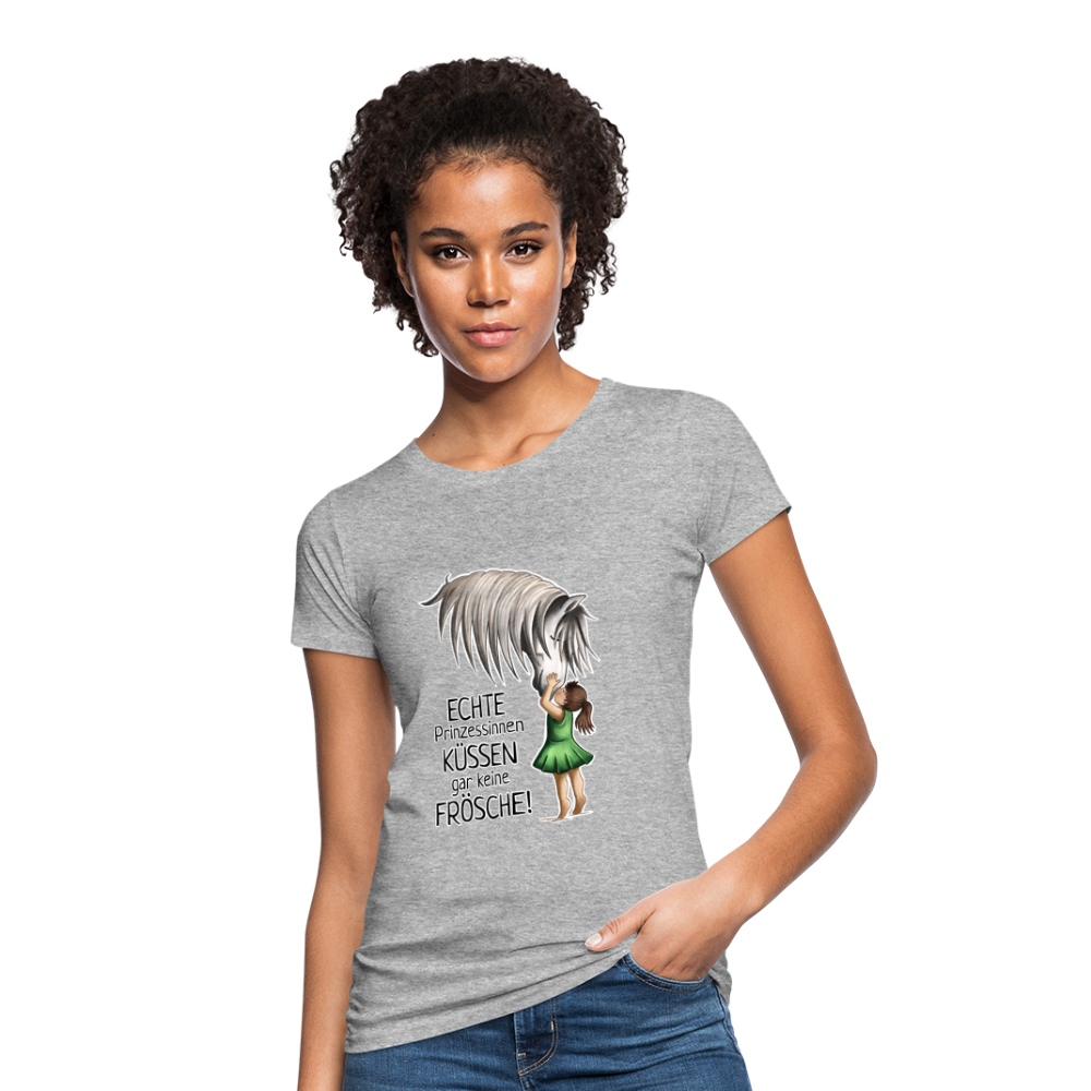 "Prinzessinnen-Kuss" Illustrations-Stil - Frauen Bio-T-Shirt - Grau meliert