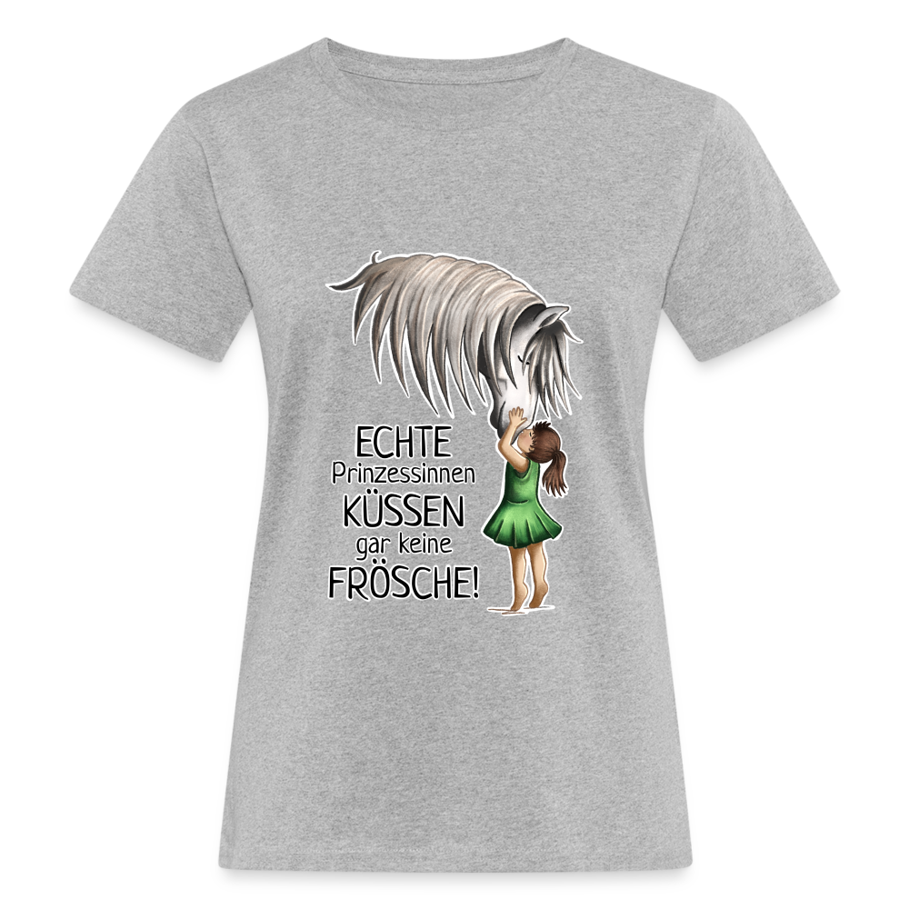 "Prinzessinnen-Kuss" Illustrations-Stil - Frauen Bio-T-Shirt - Grau meliert