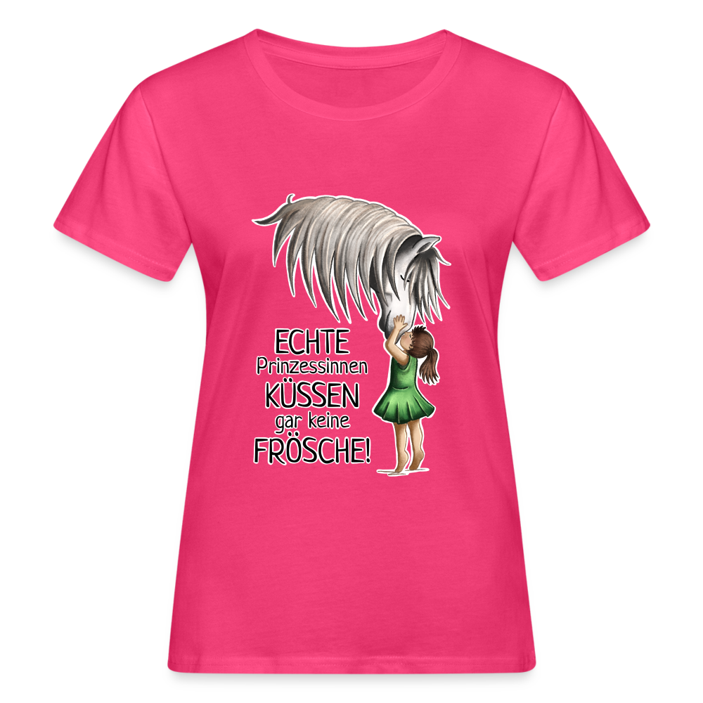 "Prinzessinnen-Kuss" Illustrations-Stil - Frauen Bio-T-Shirt - Neon Pink