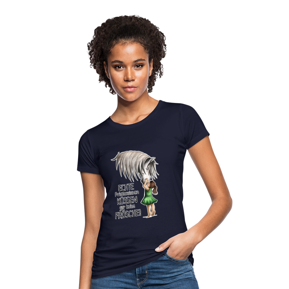 "Prinzessinnen-Kuss" Illustrations-Stil - Frauen Bio-T-Shirt - Navy