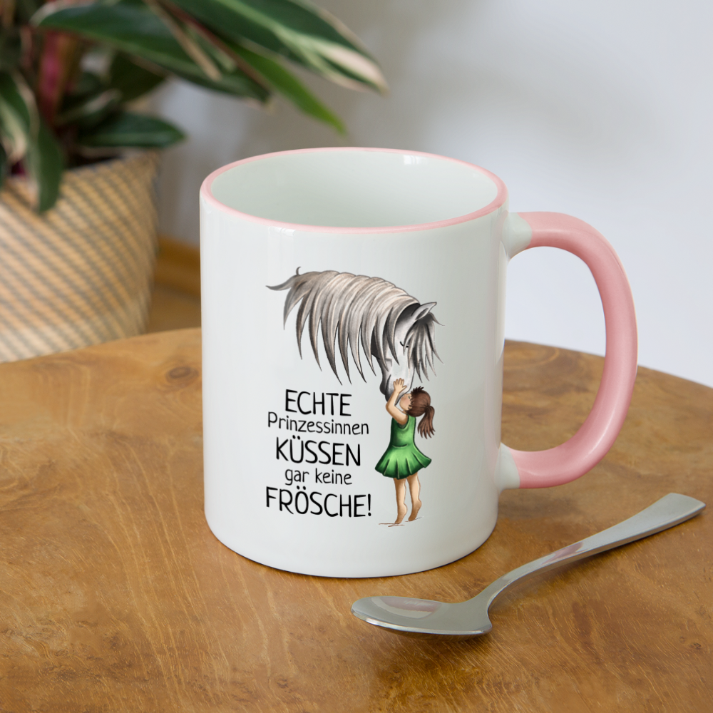 "Prinzessinnen-Kuss" Illustrations-Stil - Tasse zweifarbig - Weiß/Pink