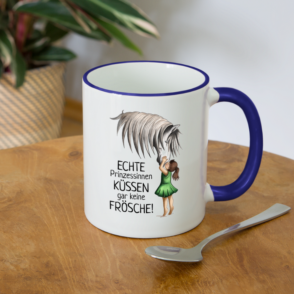 "Prinzessinnen-Kuss" Illustrations-Stil - Tasse zweifarbig - Weiß/Kobaltblau