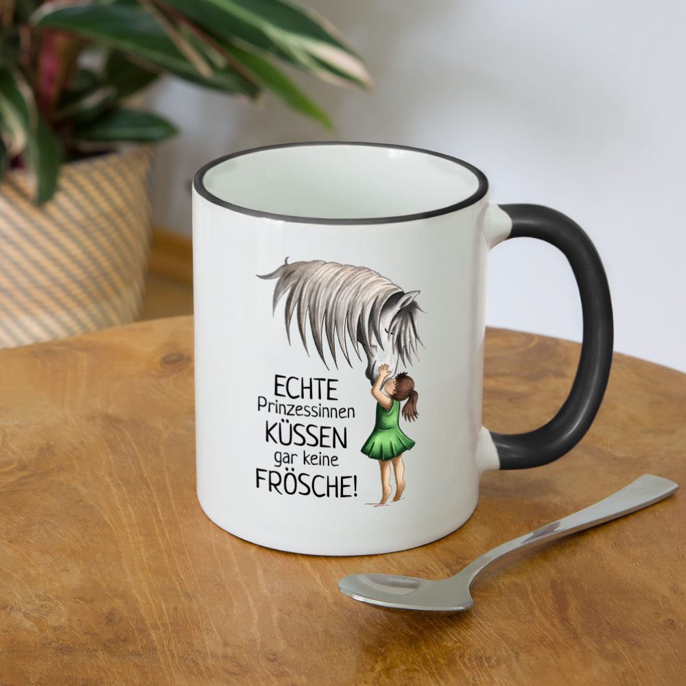 "Prinzessinnen-Kuss" Illustrations-Stil - Tasse zweifarbig - Weiß/Schwarz