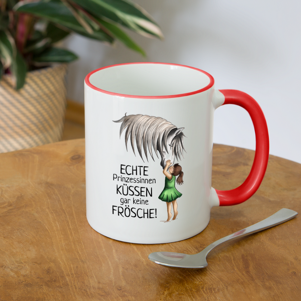 "Prinzessinnen-Kuss" Illustrations-Stil - Tasse zweifarbig - Weiß/Rot