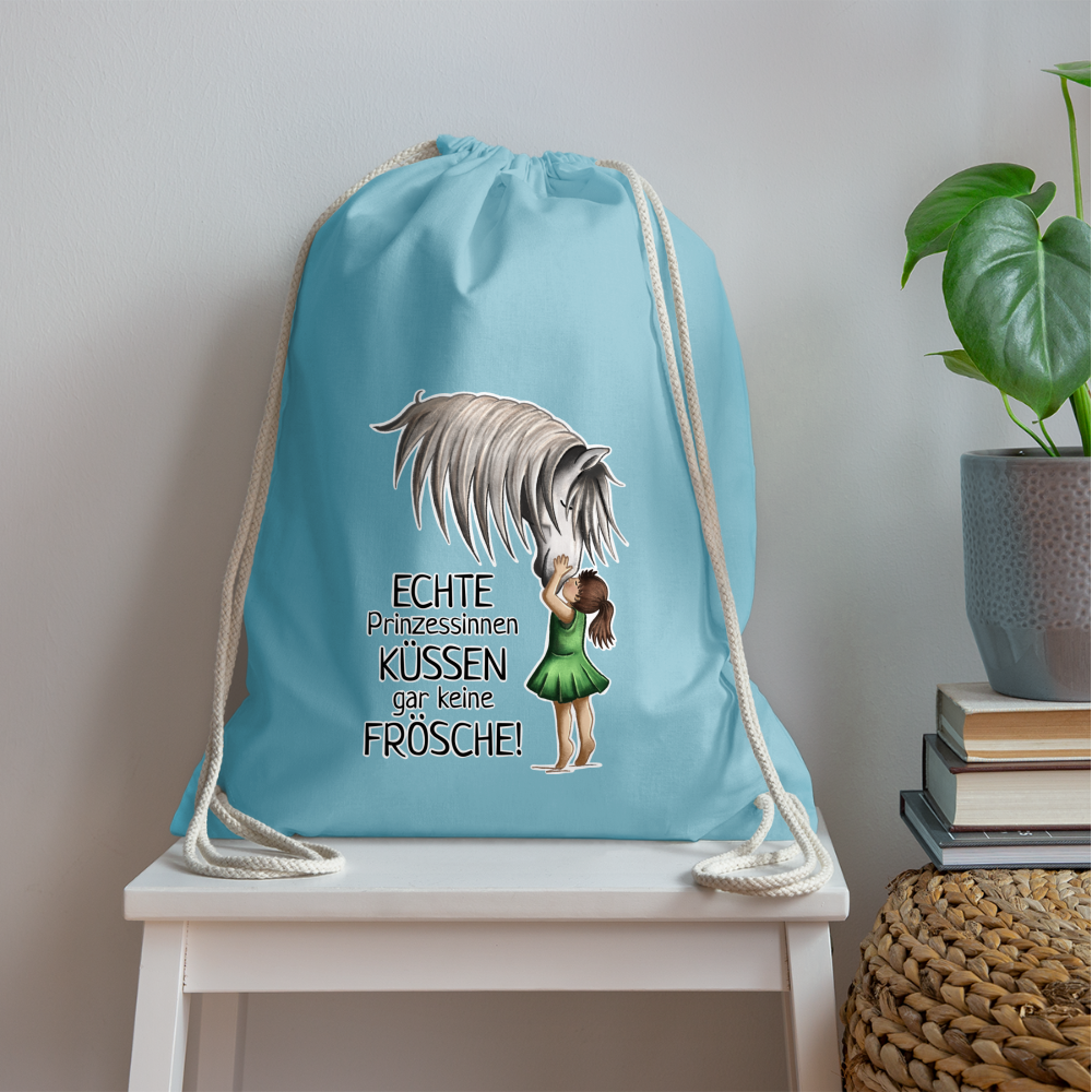 "Prinzessinnen-Kuss" Illustrations-Stil - Stallbeutel - Aqua