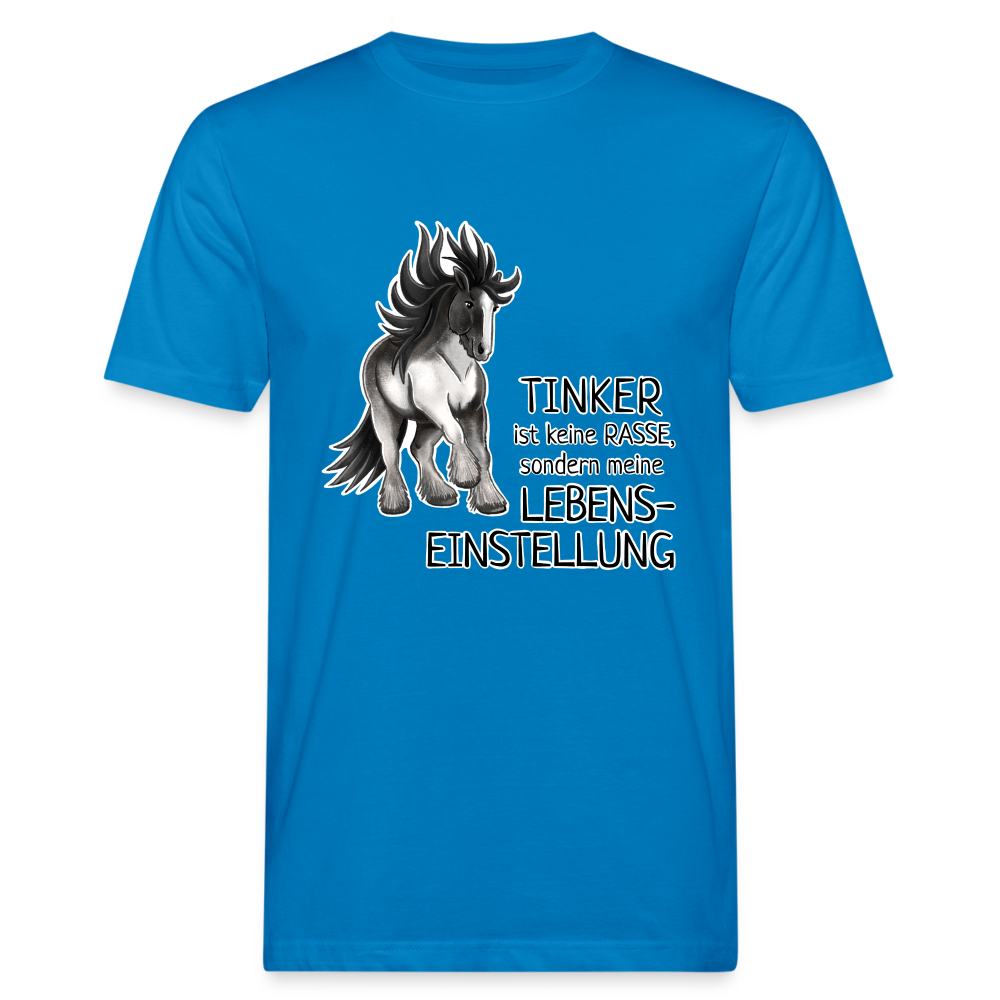 "Lebenseinstellung Tinker" Illustrations-Stil - Männer Bio-T-Shirt - Pfauenblau