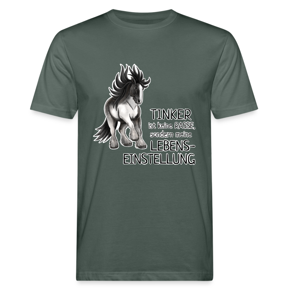 "Lebenseinstellung Tinker" Illustrations-Stil - Männer Bio-T-Shirt - Graugrün