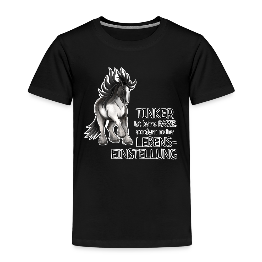 "Lebenseinstellung Tinker" Illustrations-Stil - Kinder T-Shirt - Schwarz