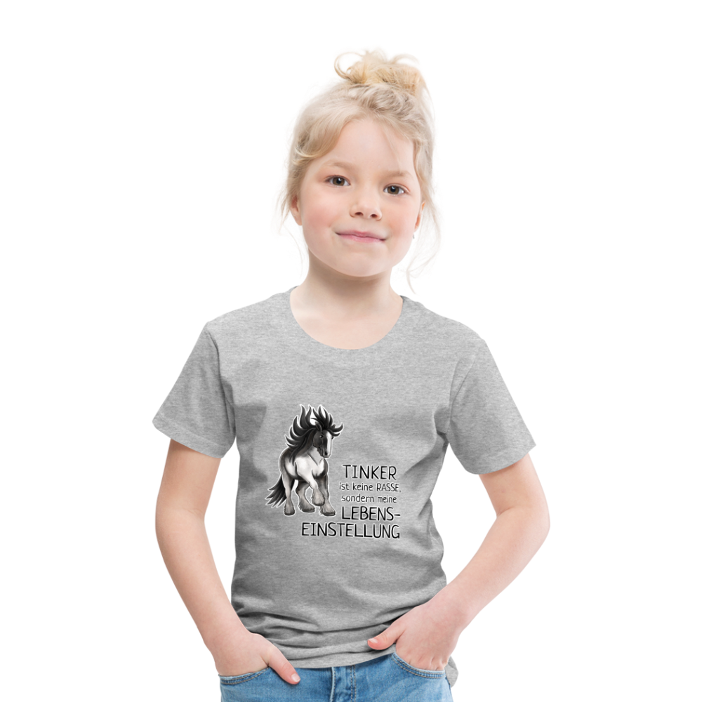 "Lebenseinstellung Tinker" Illustrations-Stil - Kinder T-Shirt - Grau meliert