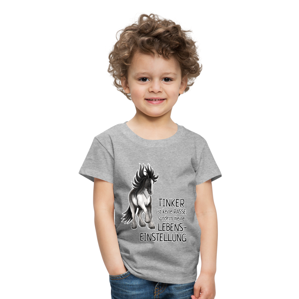 "Lebenseinstellung Tinker" Illustrations-Stil - Kinder T-Shirt - Grau meliert