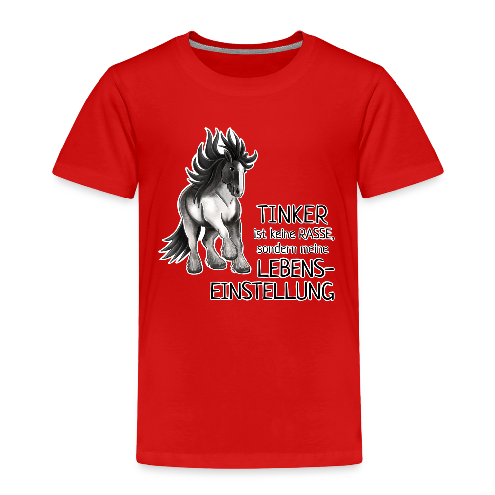 "Lebenseinstellung Tinker" Illustrations-Stil - Kinder T-Shirt - Rot
