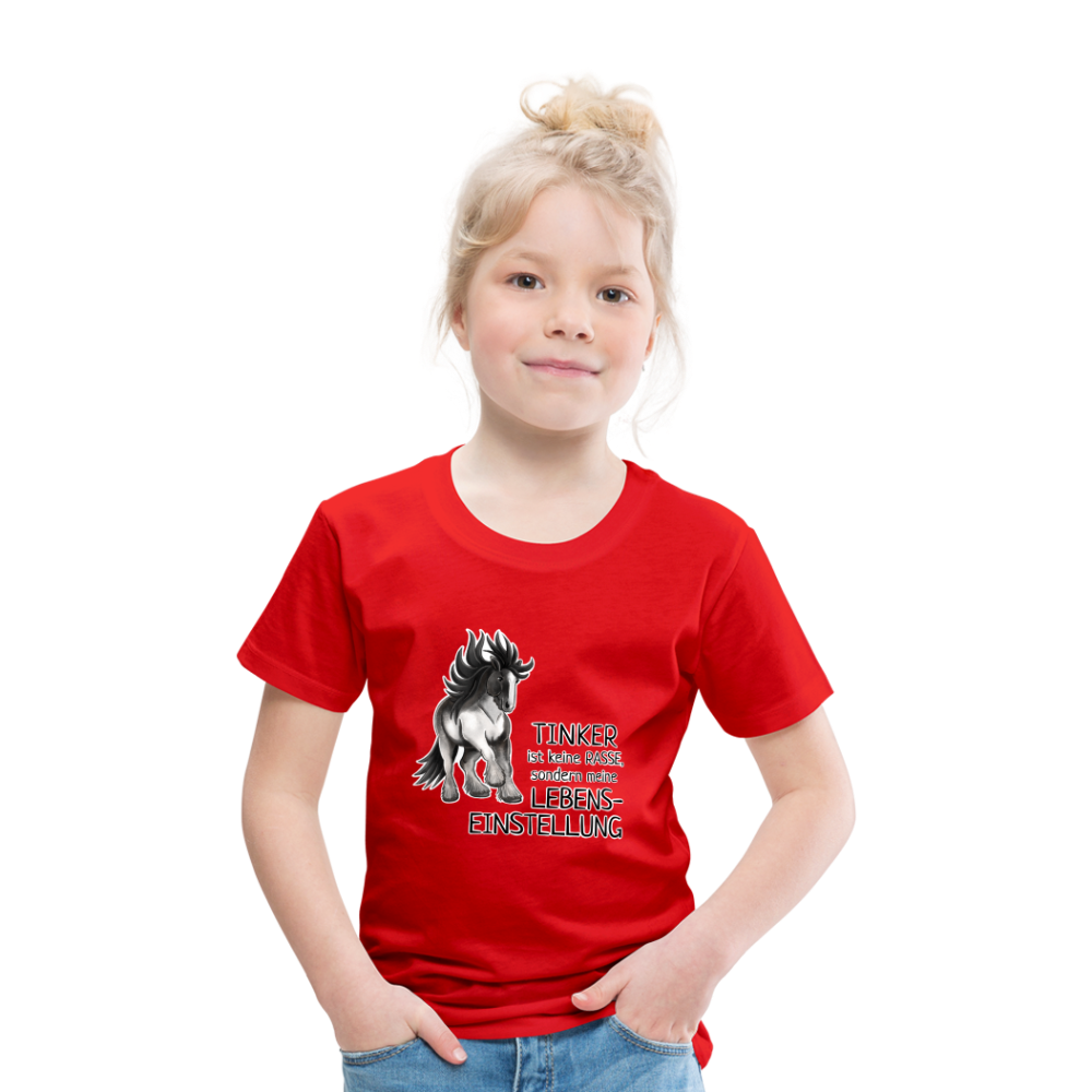 "Lebenseinstellung Tinker" Illustrations-Stil - Kinder T-Shirt - Rot