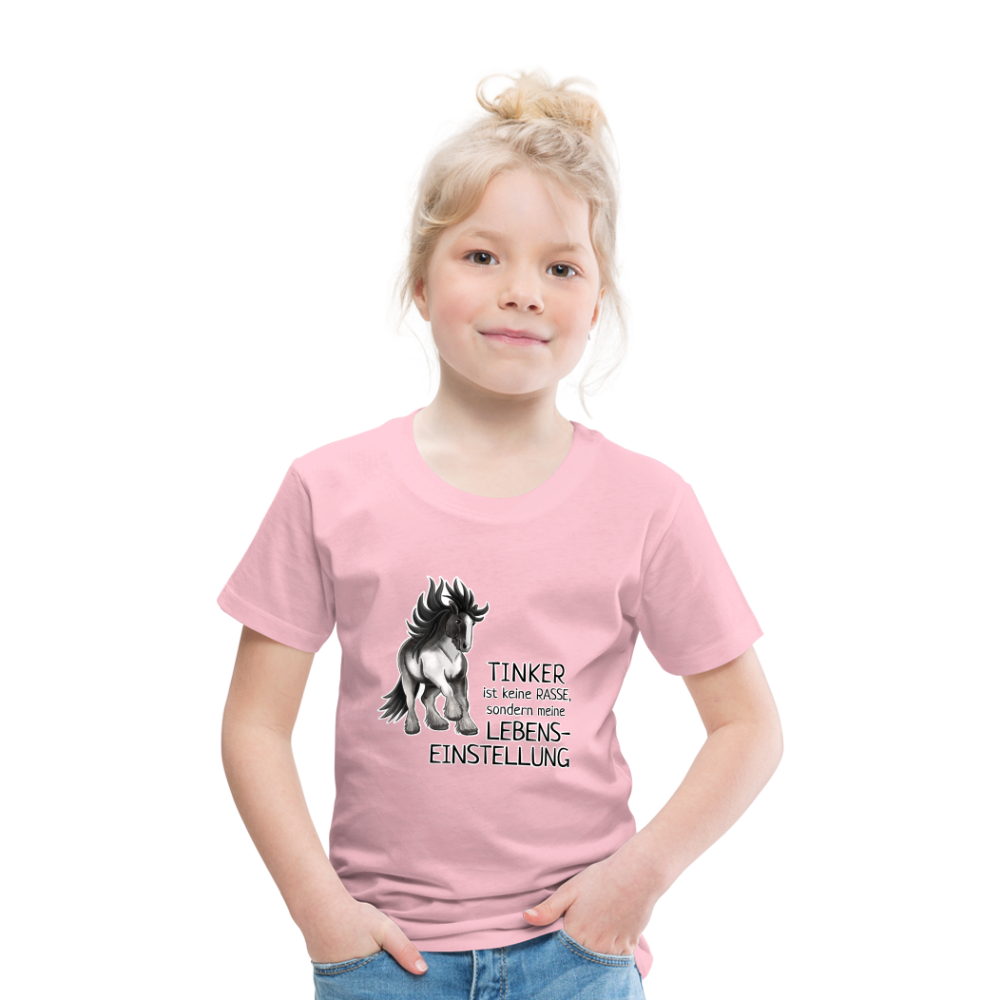 "Lebenseinstellung Tinker" Illustrations-Stil - Kinder T-Shirt - Hellrosa