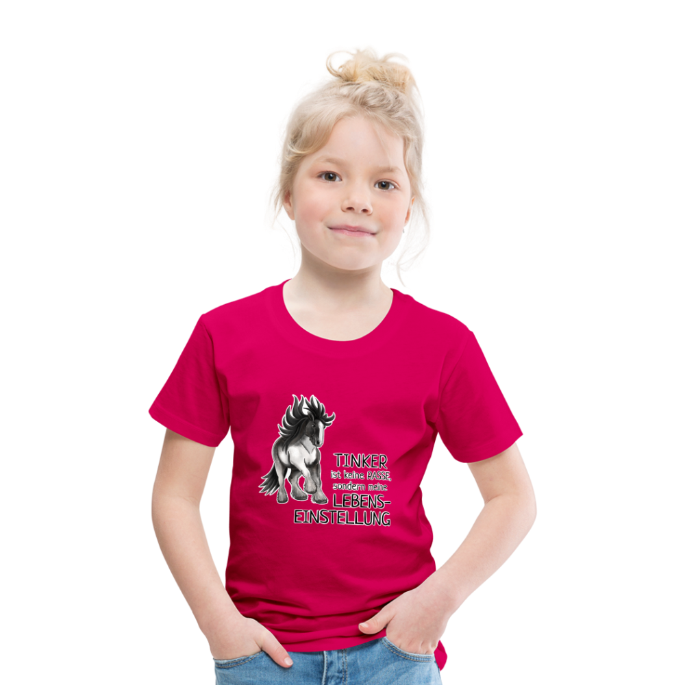 "Lebenseinstellung Tinker" Illustrations-Stil - Kinder T-Shirt - dunkles Pink
