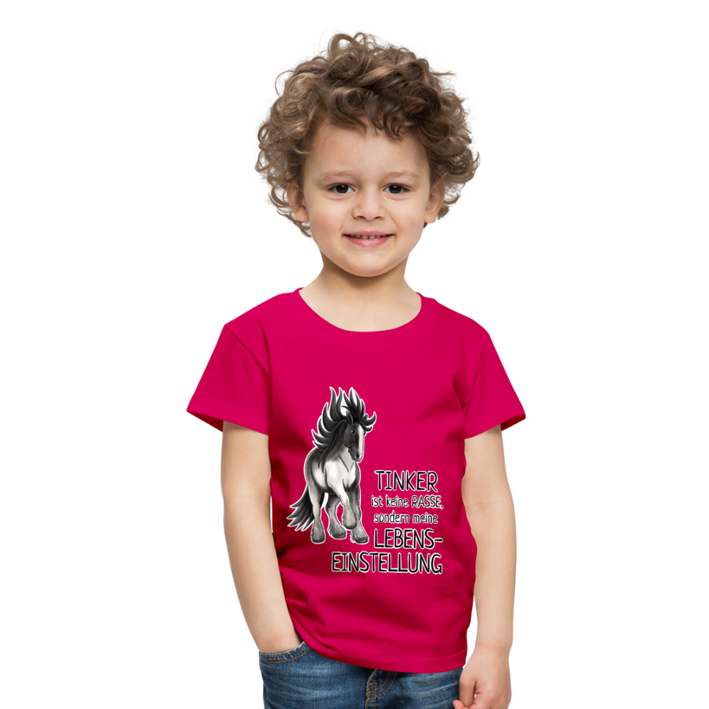 "Lebenseinstellung Tinker" Illustrations-Stil - Kinder T-Shirt - dunkles Pink