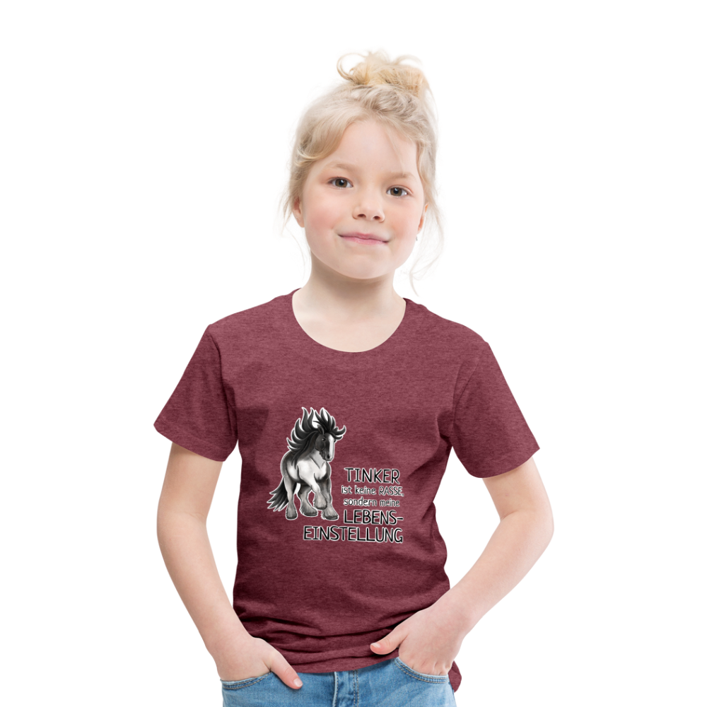 "Lebenseinstellung Tinker" Illustrations-Stil - Kinder T-Shirt - Bordeauxrot meliert