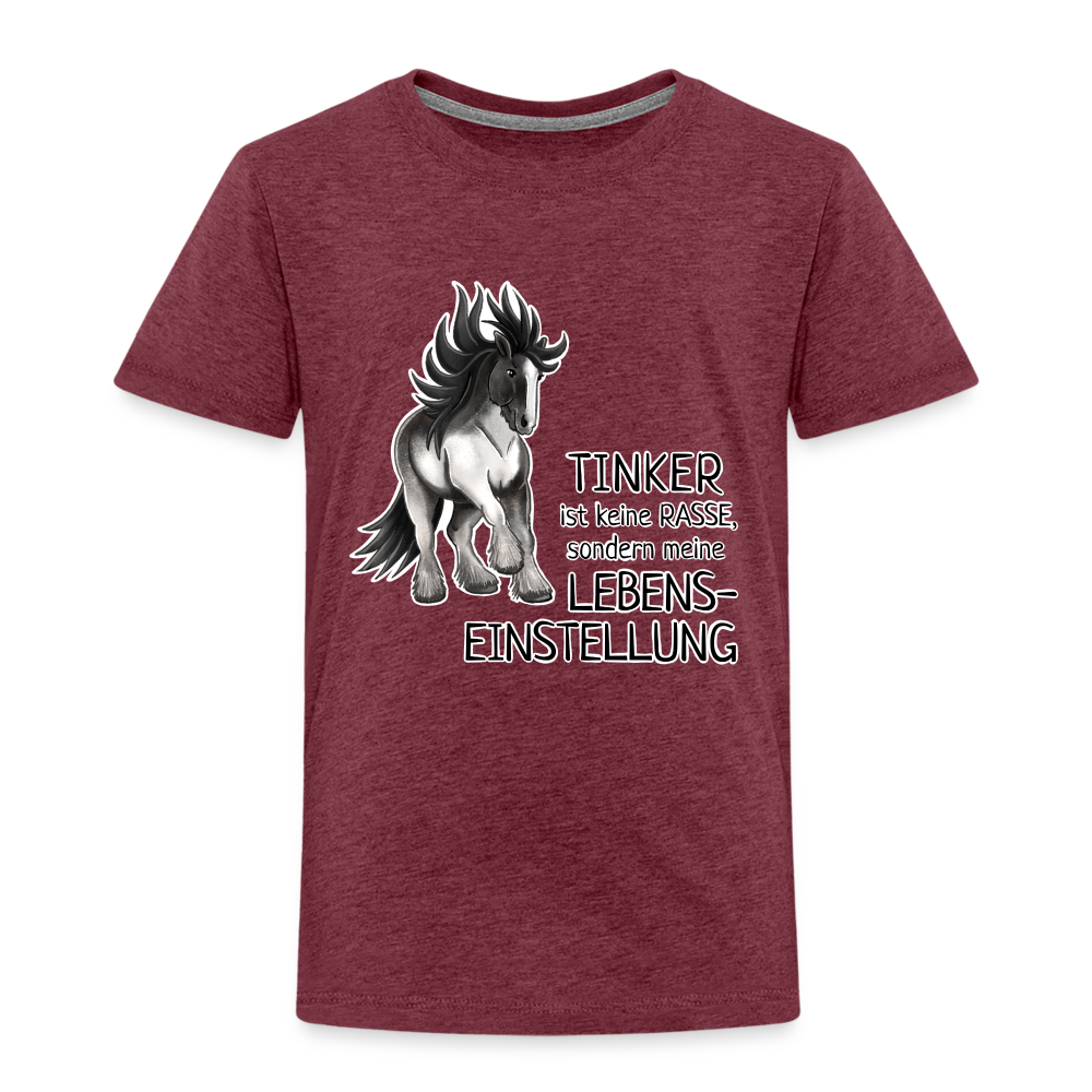 "Lebenseinstellung Tinker" Illustrations-Stil - Kinder T-Shirt - Bordeauxrot meliert
