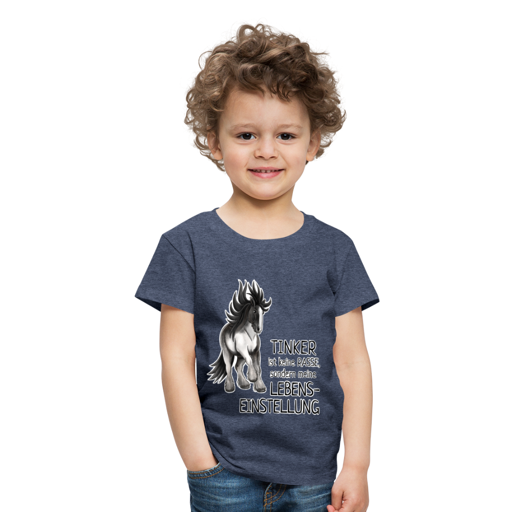 "Lebenseinstellung Tinker" Illustrations-Stil - Kinder T-Shirt - Blau meliert