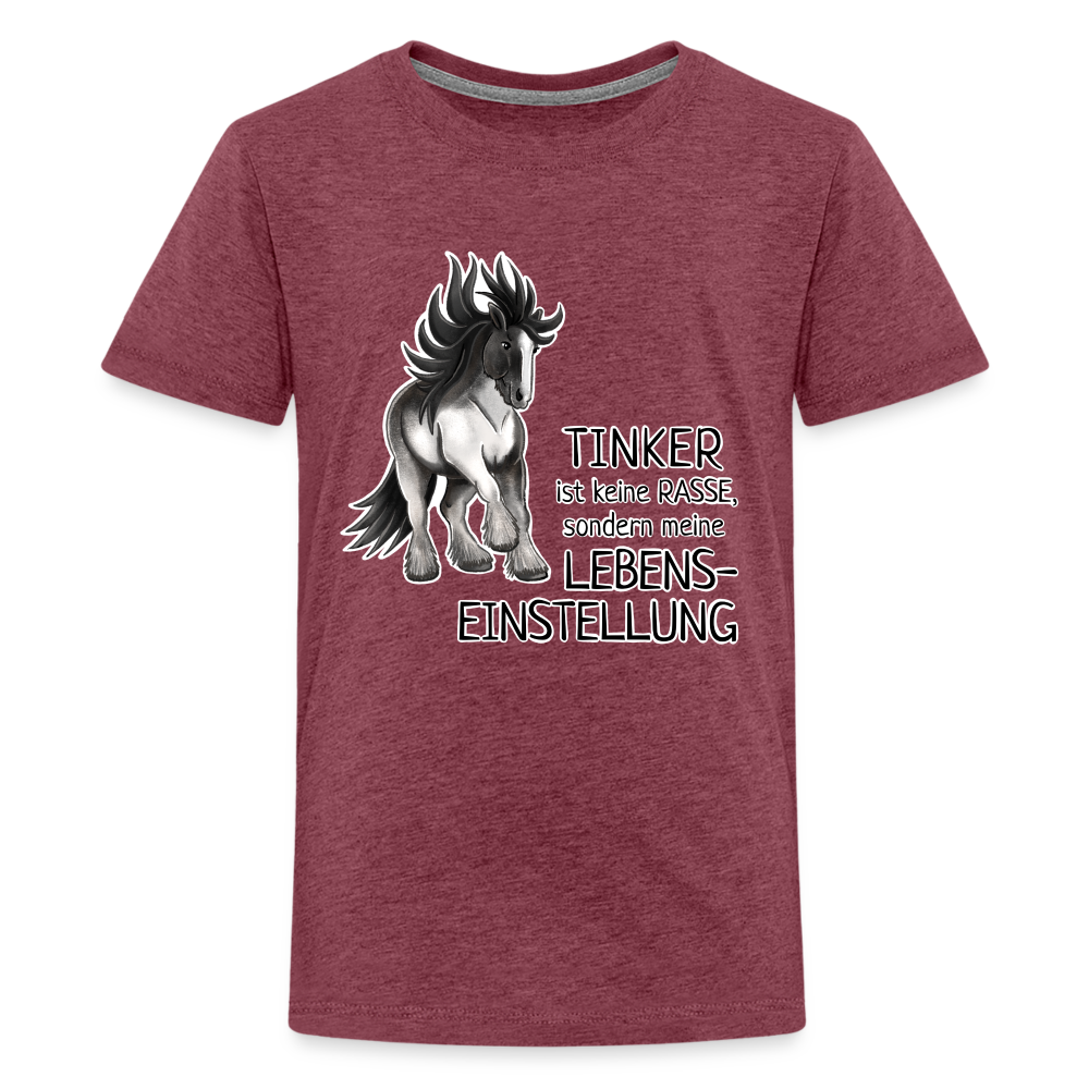 "Lebenseinstellung Tinker" Illustrations-Stil - Teenager T-Shirt - Bordeauxrot meliert