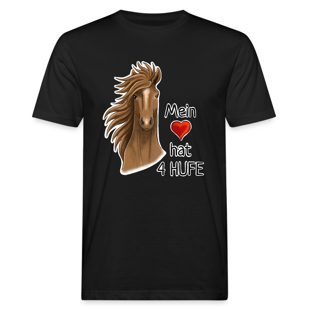"Mein Herz hat 4 Hufe" Illustrations-Stil - Männer Bio-T-Shirt - Schwarz