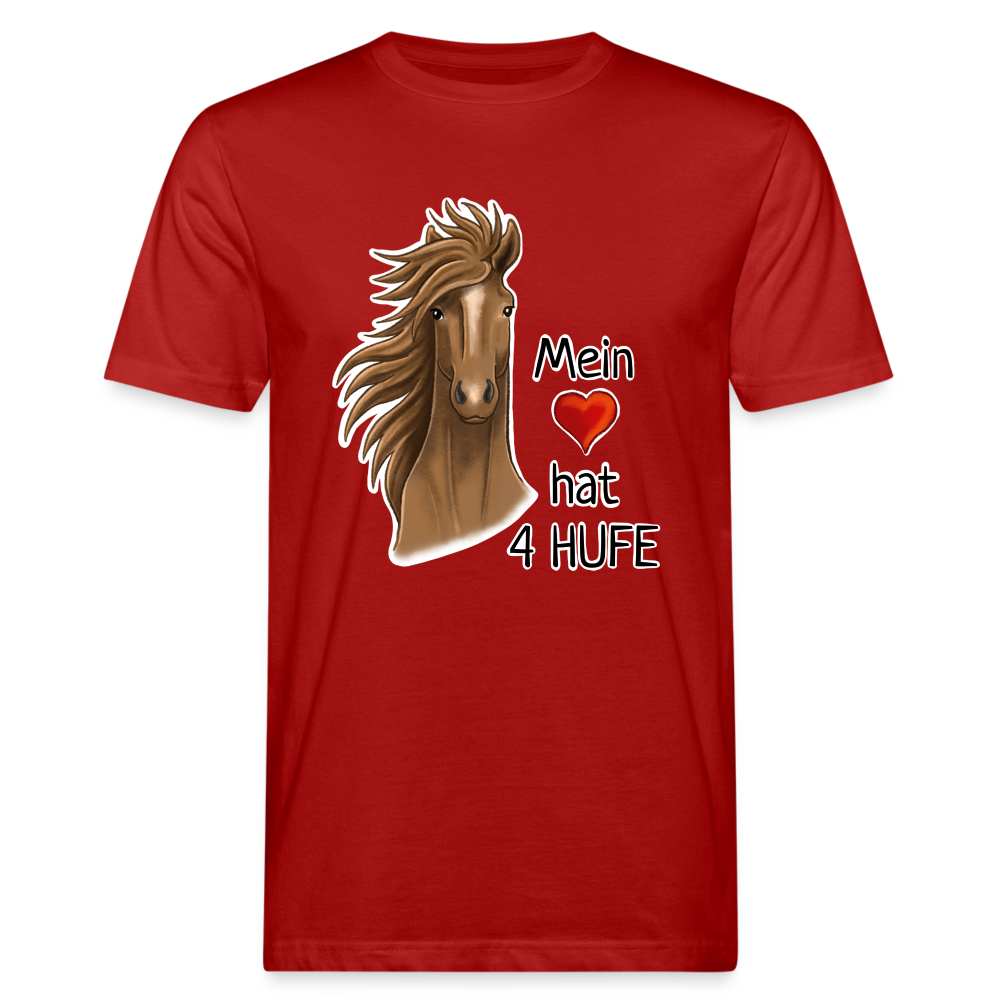 "Mein Herz hat 4 Hufe" Illustrations-Stil - Männer Bio-T-Shirt - Dunkelrot